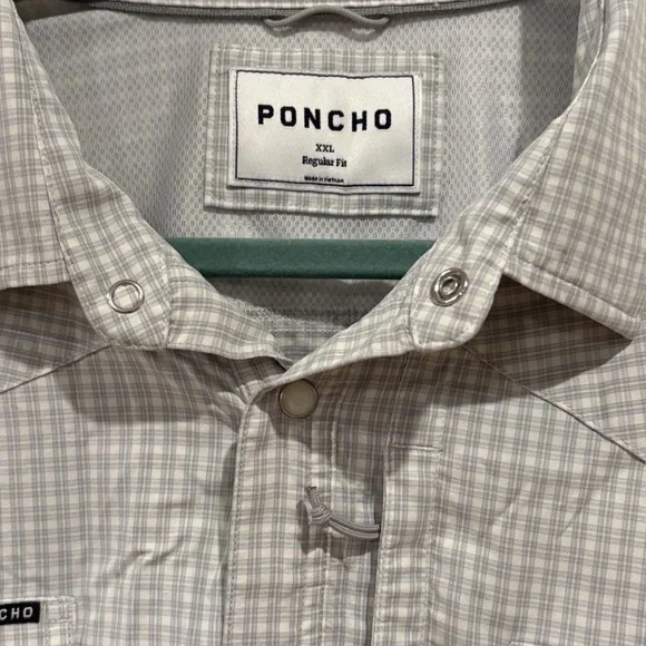 Poncho Mens XXL Regular Fit plaid Western Pearl Snap Shirt Up Long Sleeve - Picture 4 of 7